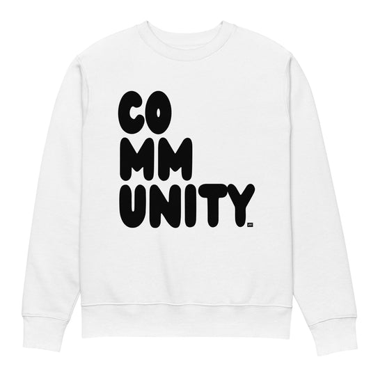 Community in Black and White Premium Unisex White Crew Neck Sweatshirt - The APWT Gift Shop