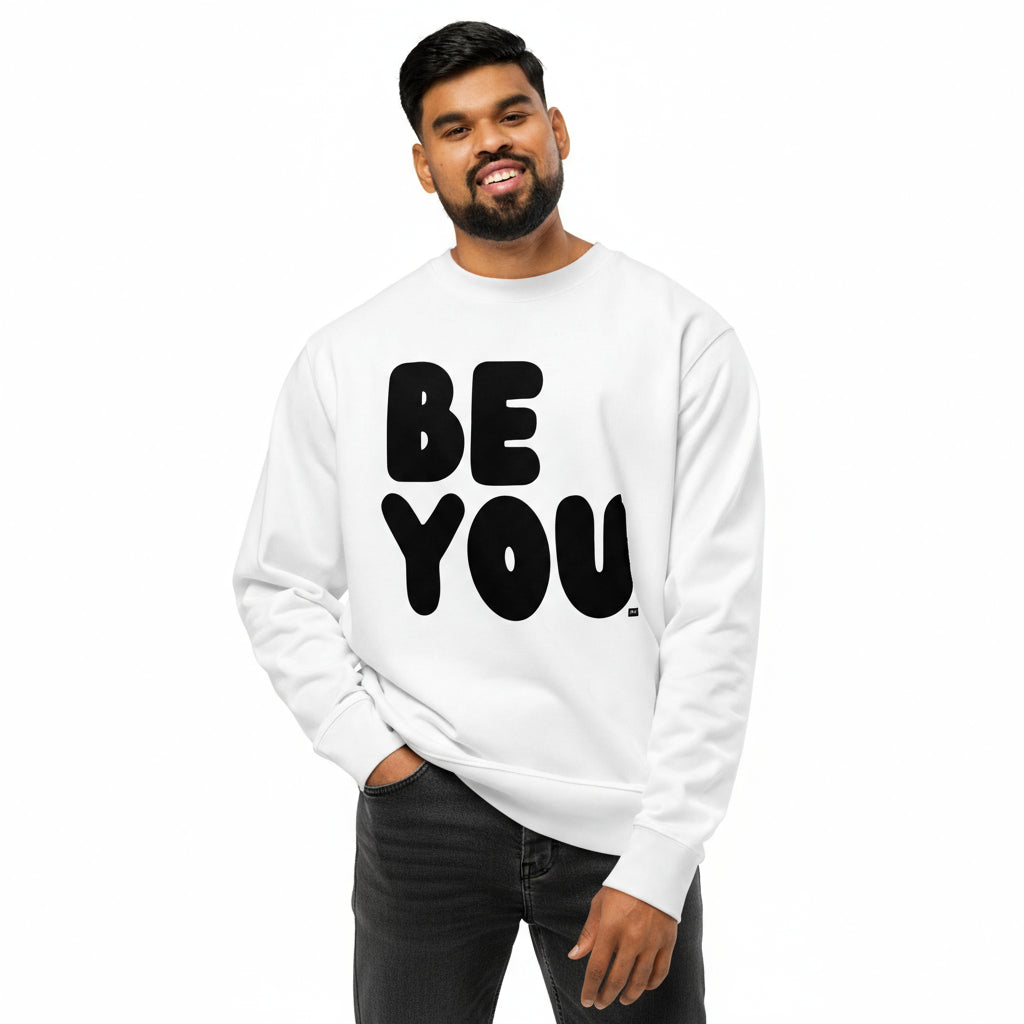 Be You in Black and White Premium Unisex White Crew Neck Sweatshirt - The APWT Gift Shop