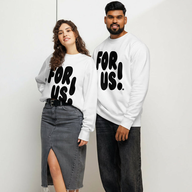 For Us in Black and White Premium Unisex White Crew Neck Sweatshirt - The APWT Gift Shop