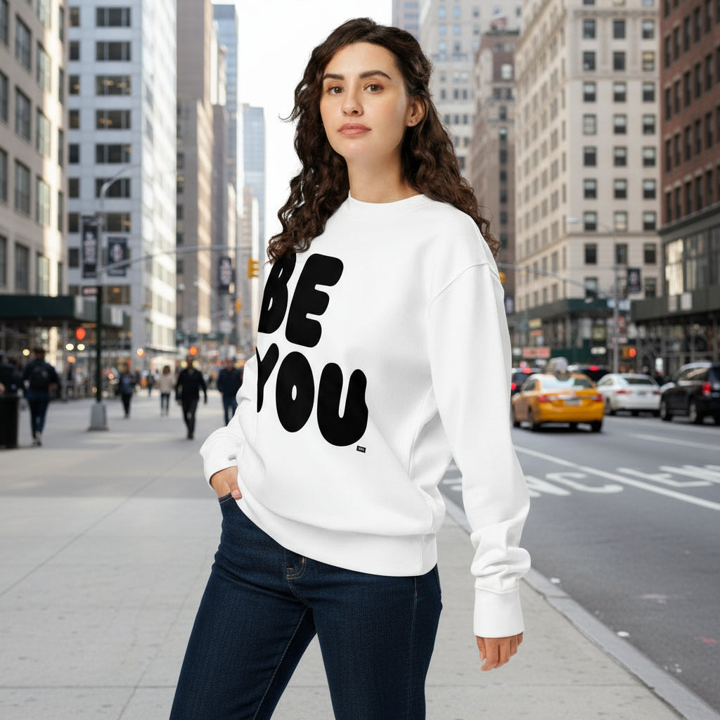 Be You in Black and White Premium Unisex White Crew Neck Sweatshirt - The APWT Gift Shop