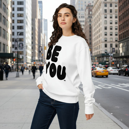 Be You in Black and White Premium Unisex White Crew Neck Sweatshirt - The APWT Gift Shop