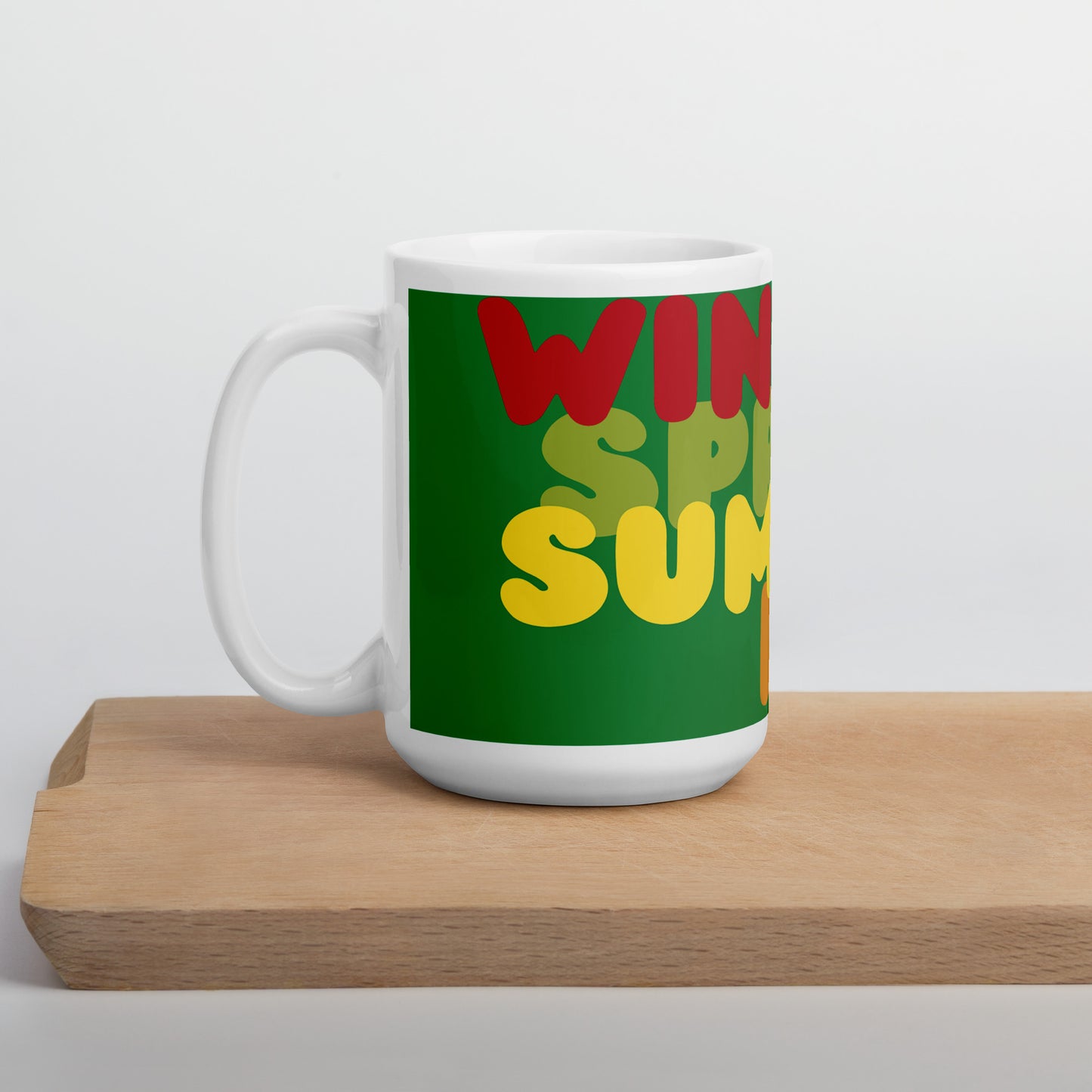 Green Winter Seasons Mug - 15 Oz Ceramic Mug