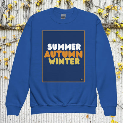 Autumn Kids in Blue Unisex Crew Neck Sweatshirt - Available in Assorted Colors