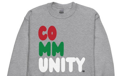 The APWT Gift Shop's Holiday Community Kid's Unisex Crew Neck Sweatshirt from the Community Collection and the APWT Kid's Shop in Grey - Close-Up