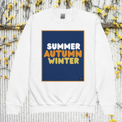Autumn Kids in Blue Unisex Crew Neck Sweatshirt - Available in Assorted Colors