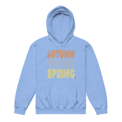 The APWT Gift Shop's Fall into Autumn Kid's Unisex Hoodie in Light Blue from the APWT Kid's Shop