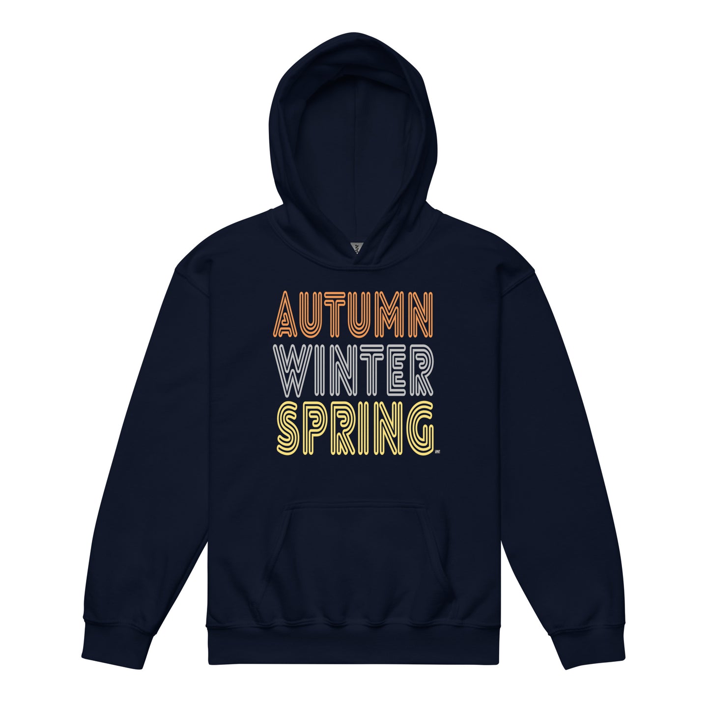 The APWT Gift Shop's Fall into Autumn Kid's Unisex Hoodie in Navy Blue from the APWT Kid's Shop