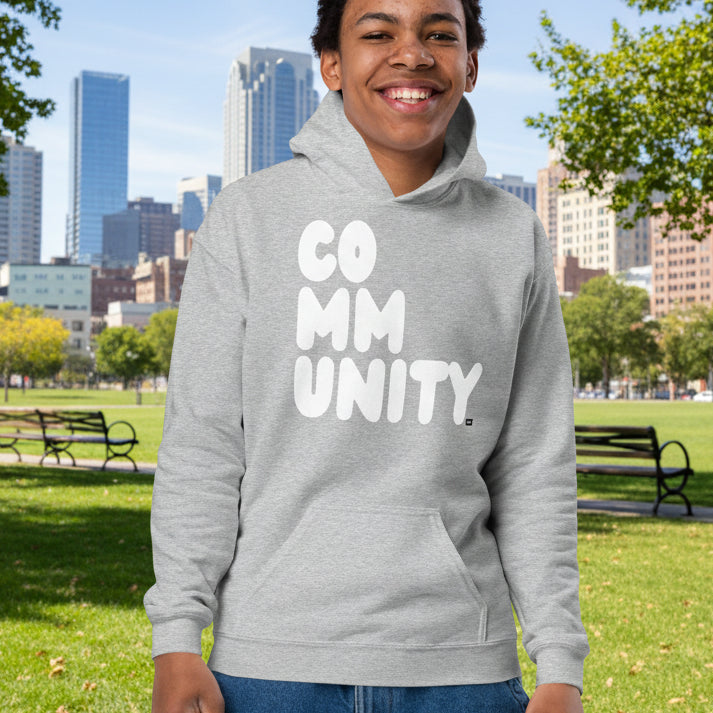Community Kids in Grey and White Unisex Hoodie