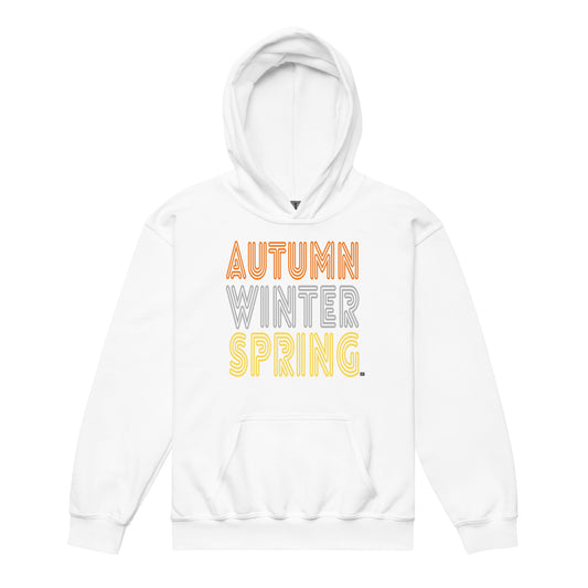 The APWT Gift Shop's Fall into Autumn Kid's Unisex Hoodie in White from the APWT Kid's Shop
