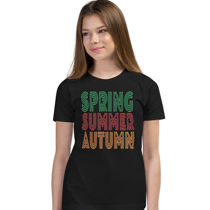 Girl wearing The Spring into Summer Kid's Unisex T-Shirt in Black