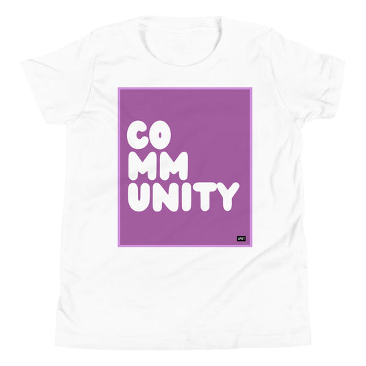 Community Kids in Purple Unisex Crew Neck Sweatshirt in White - The APWT Gift Shop
