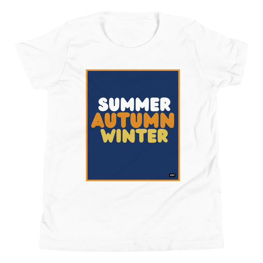 Autumn Kids in Blue Unisex T-Shirt - The APWT Gift Shop